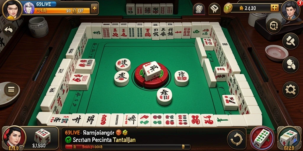 Tampilan gameplay seru 69LIVE saat bermain Mahjong dengan teman.