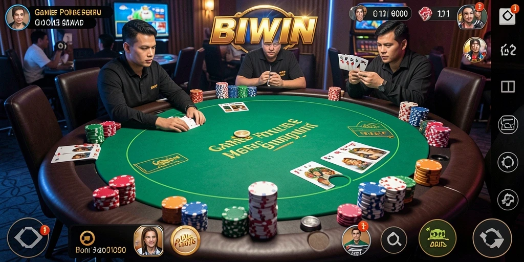 Gameplay seru BIWIN yang menampilkan aksi poker mendebarkan.