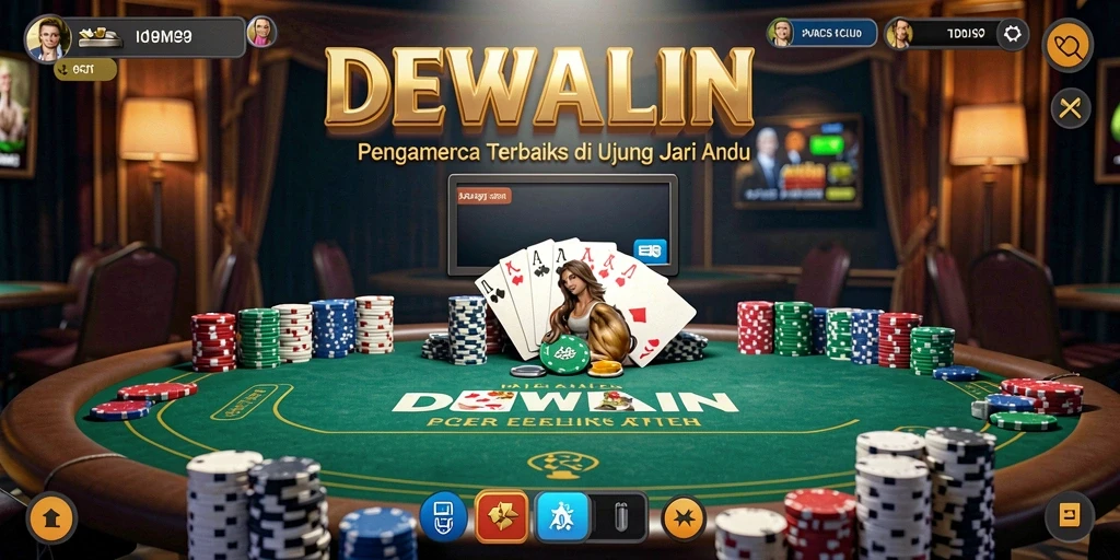 Screenshot gameplay DEWALIN menampilkan suasana permainan poker yang dinamis.