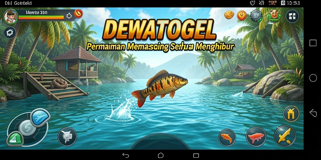 Screenshot gameplay DEWATOGEL menampilkan pengalaman memancing yang seru.