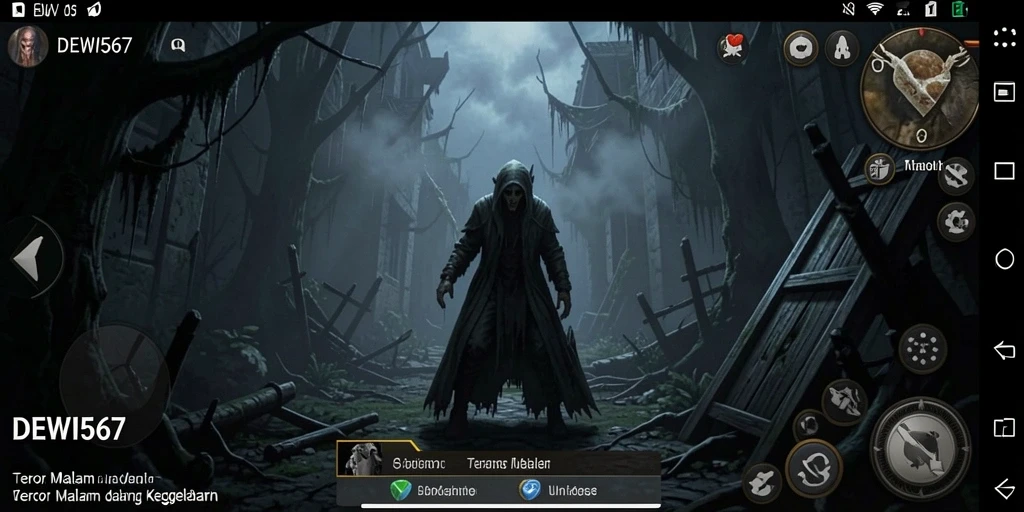 Screenshot gameplay DEWI567 dengan nuansa Horror yang mencekam.