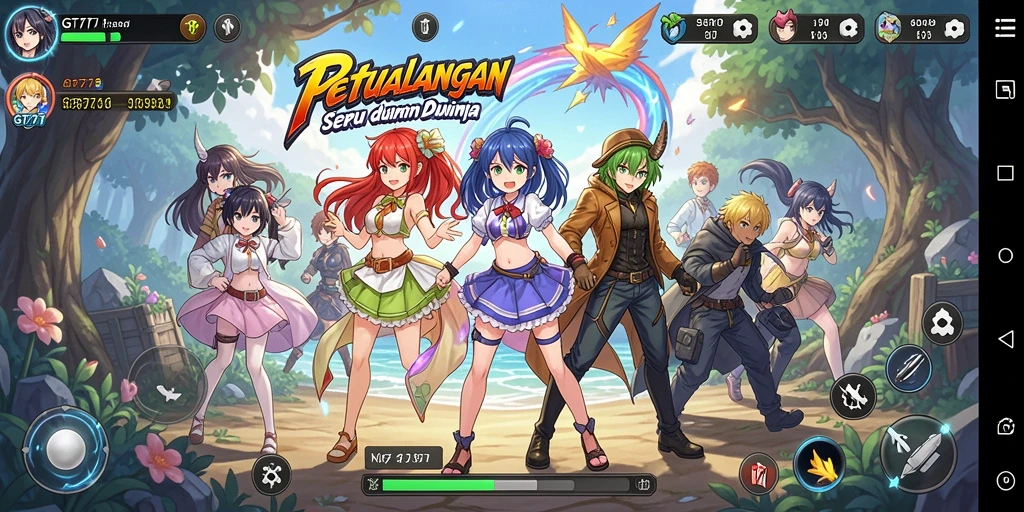 Screenshot utama GT777 menunjukkan aksi seru dalam dunia Anime.