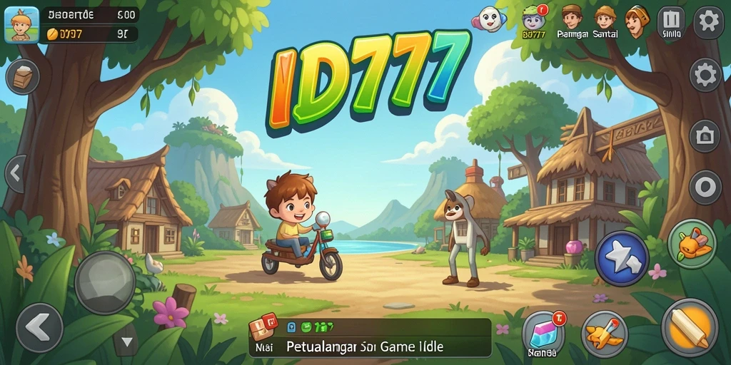 Screenshot gameplay ID777 menampilkan aksi karakter dalam mode Idle yang menarik.