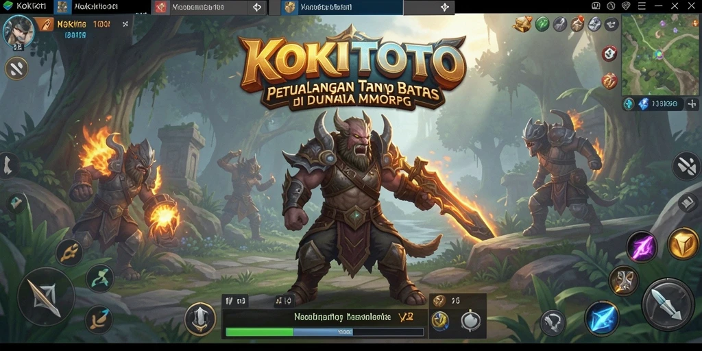 Tangkapan layar aksi seru dalam KOKITOTO dengan berbagai karakter berinteraksi.