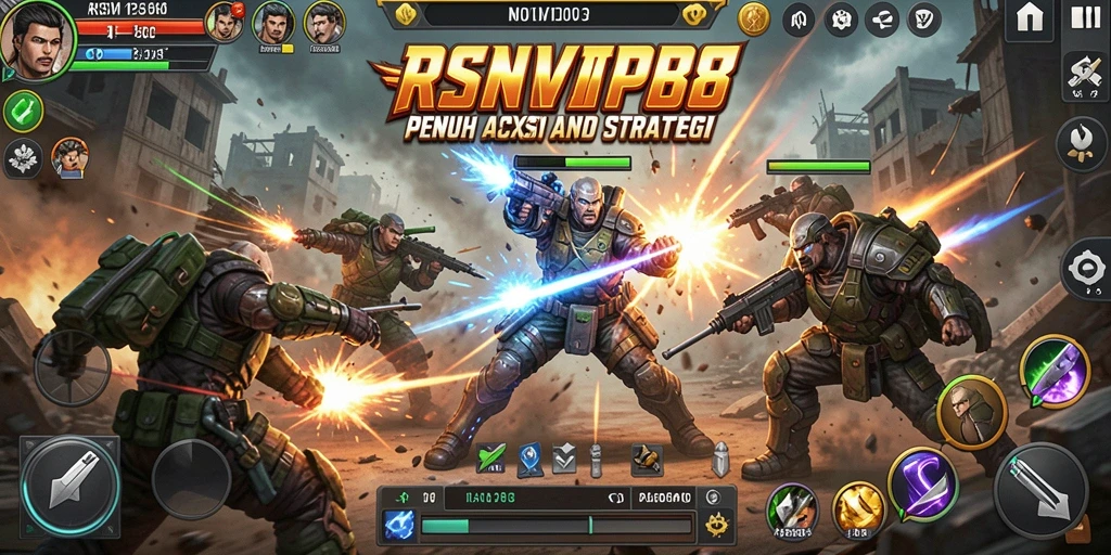 Gameplay RSNVIP8 yang mendebarkan dalam arena pertempuran.