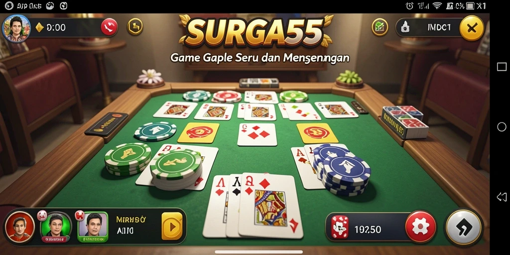 Screenshot SURGA55 menampilkan aksi seru permainan Gaple.