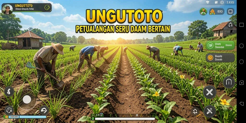 Screenshot gameplay UNGUTOTO dengan visual pertanian yang menawan.