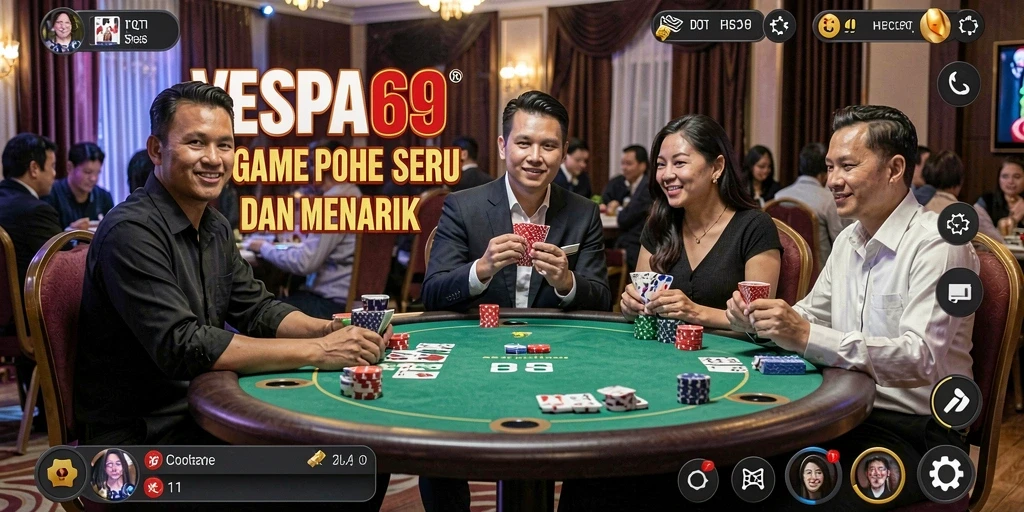 Screenshot gameplay VESPA69 menampilkan suasana seru poker.