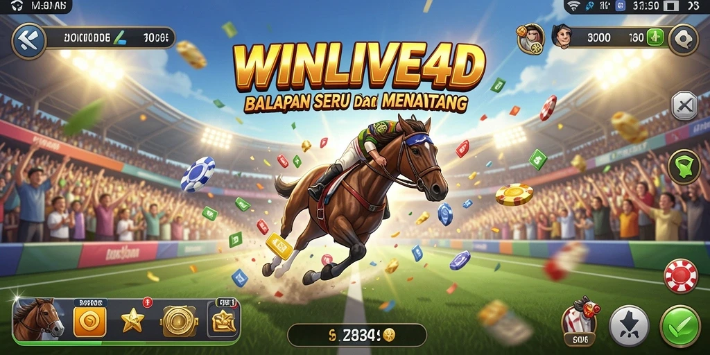 Gameplay balapan seru di WINLIVE4D dengan kendaraan yang bertenaga.